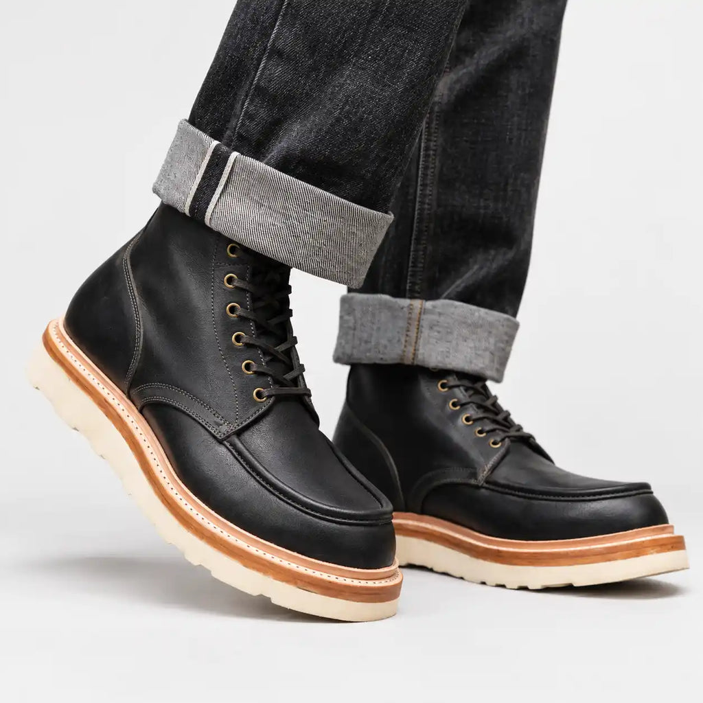 The Ashford — Hand-Lasted Moc Toe Boot - Black