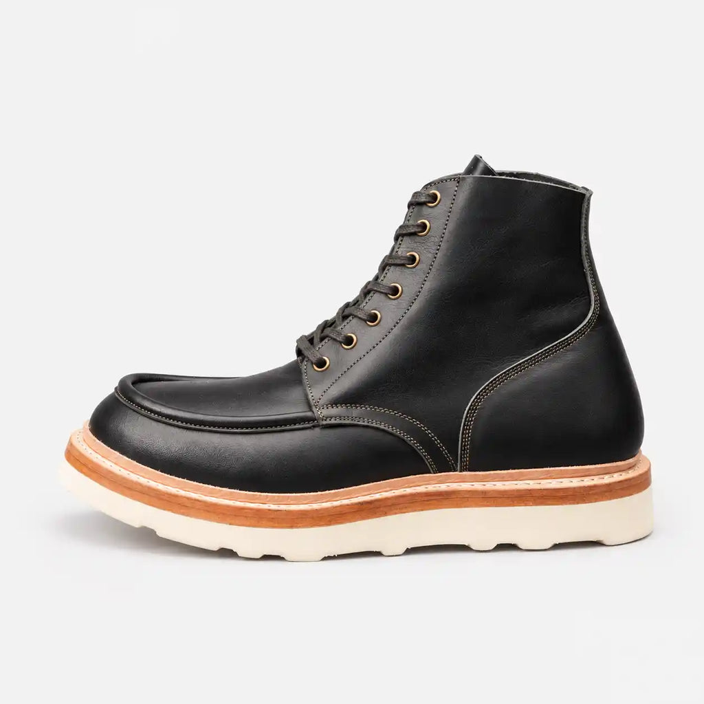 The Ashford — Hand-Lasted Moc Toe Boot - Black
