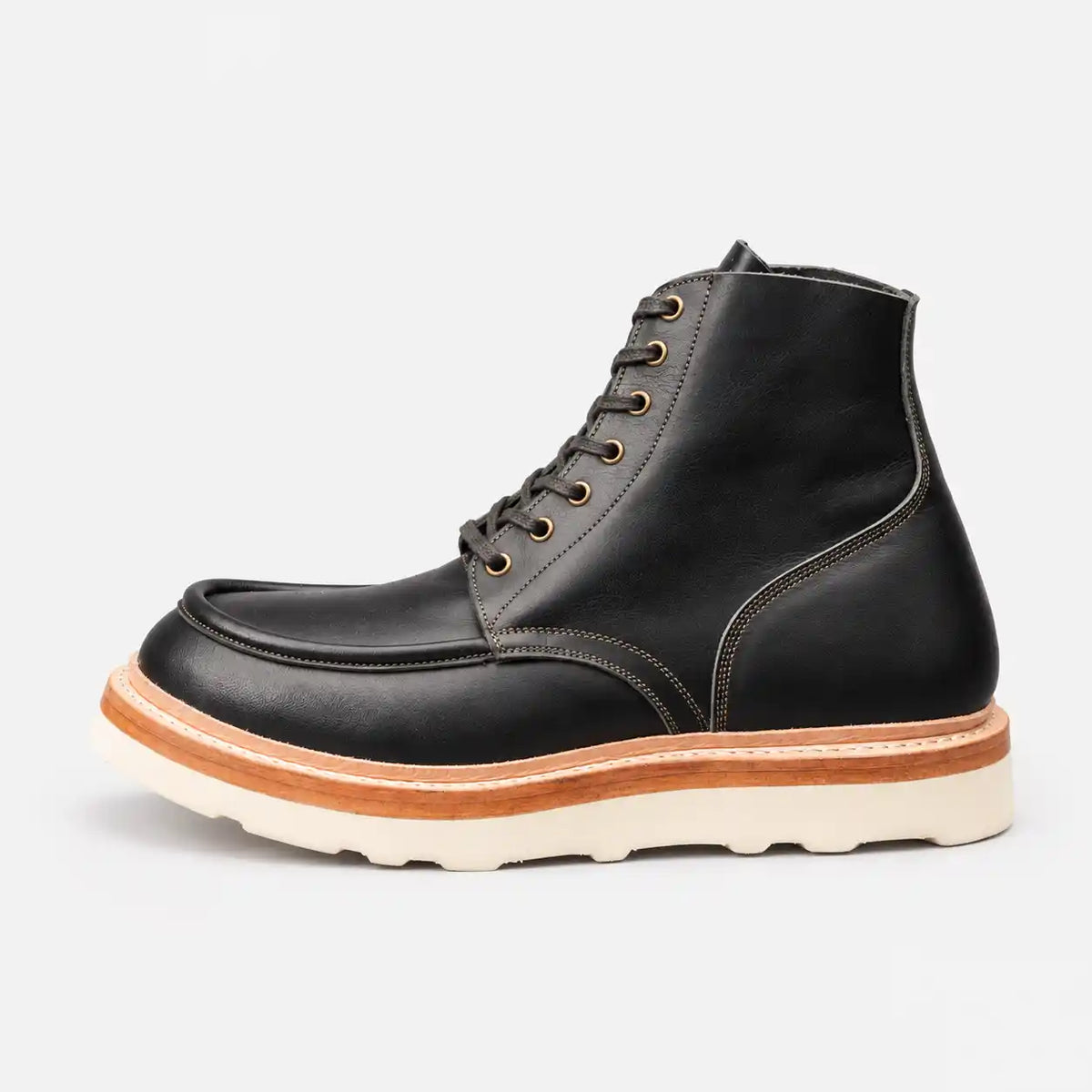 The Ashford — Hand-Lasted Moc Toe Boot - Black