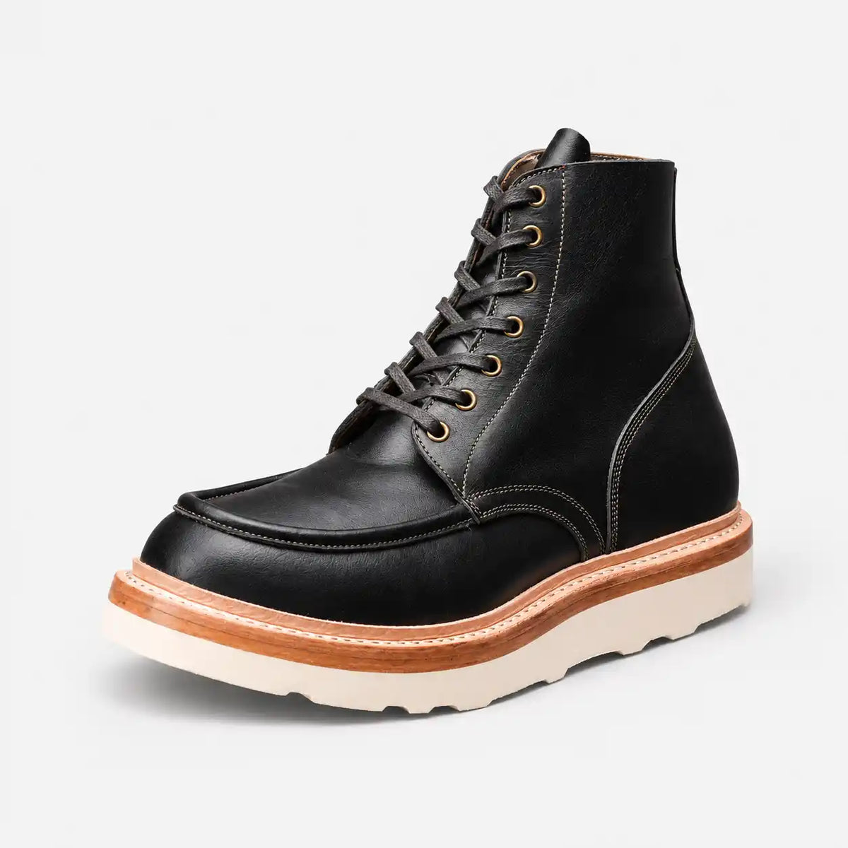 The Ashford — Hand-Lasted Moc Toe Boot - Black