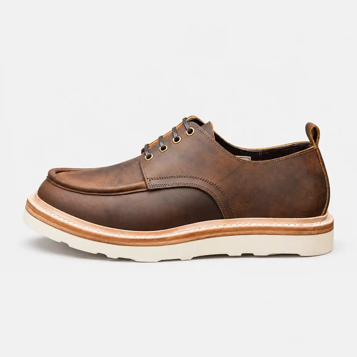 The Calder - Hand-Lasted Moc Oxford - Vintage Brown