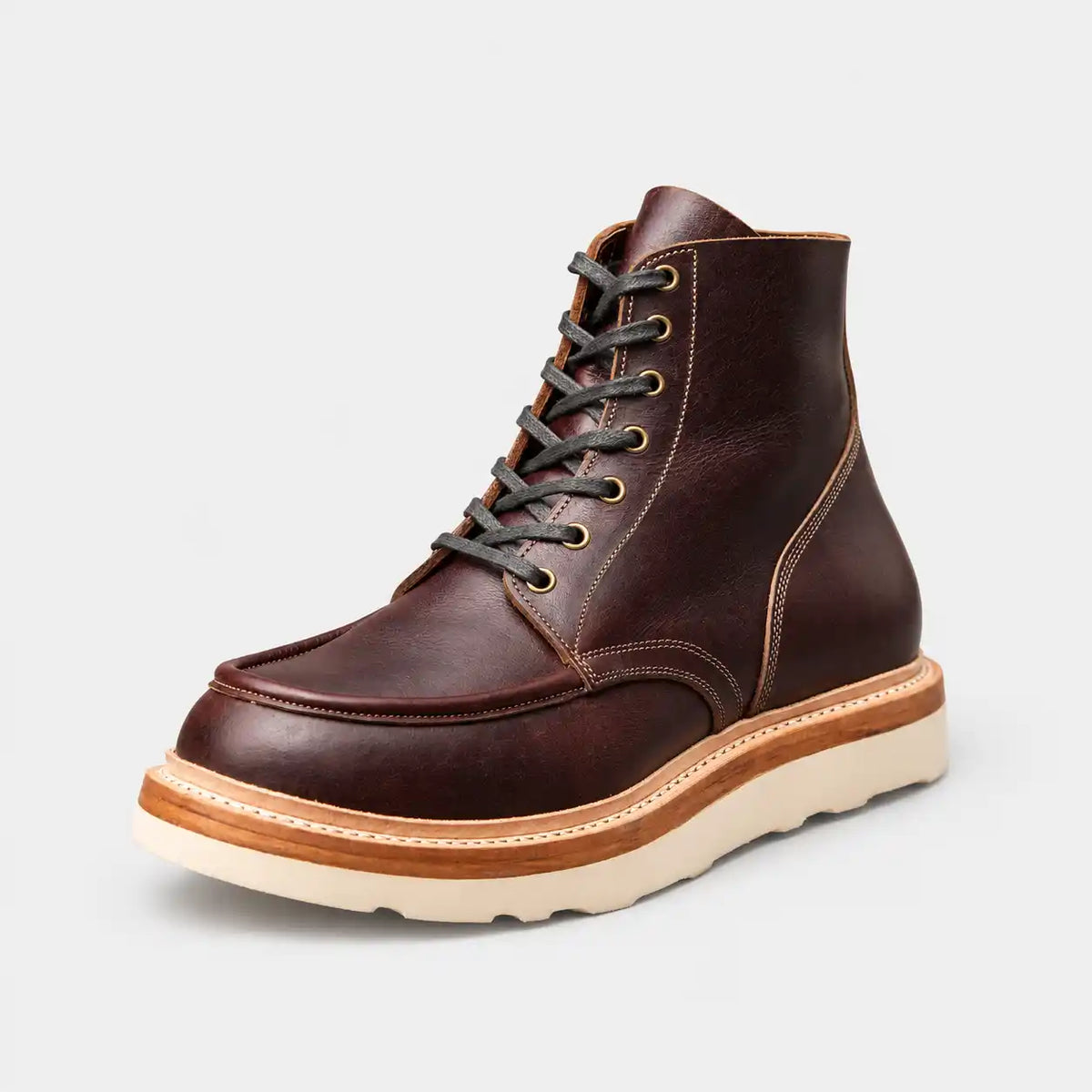 The Ashford — Hand-Lasted Moc Toe Boot - Saddle Tan