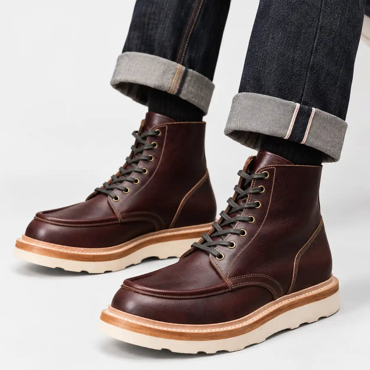 The Ashford — Hand-Lasted Moc Toe Boot - Saddle Tan