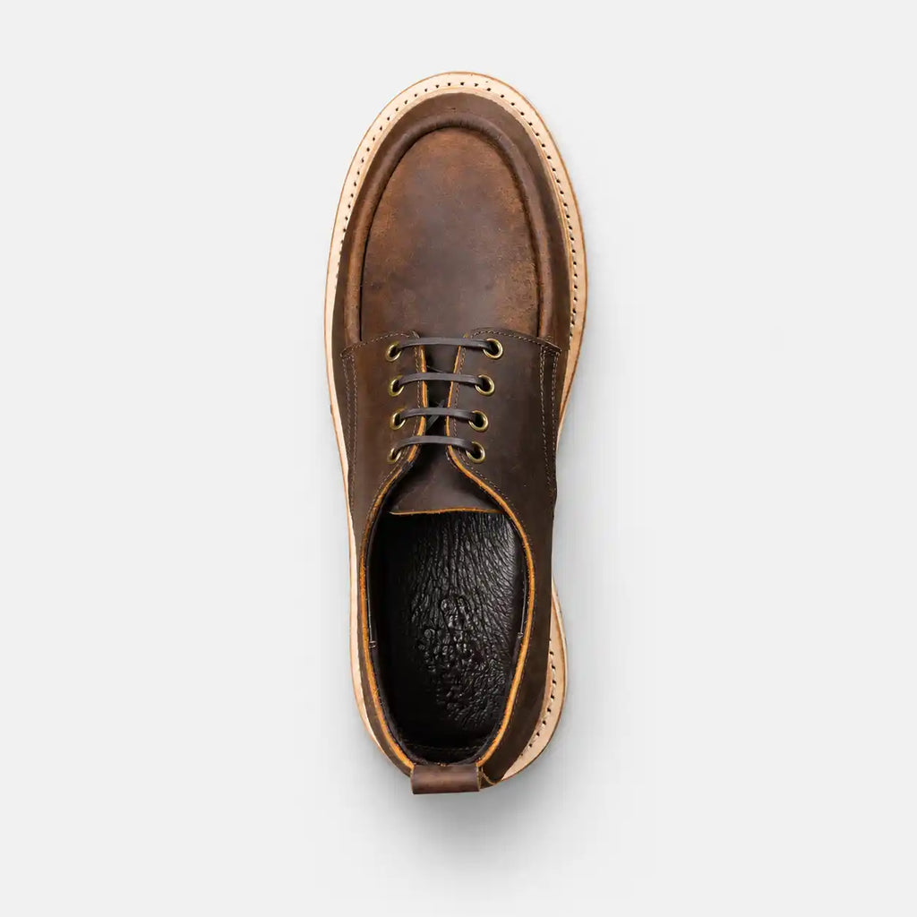 The Calder - Hand-Lasted Moc Oxford - Vintage Brown