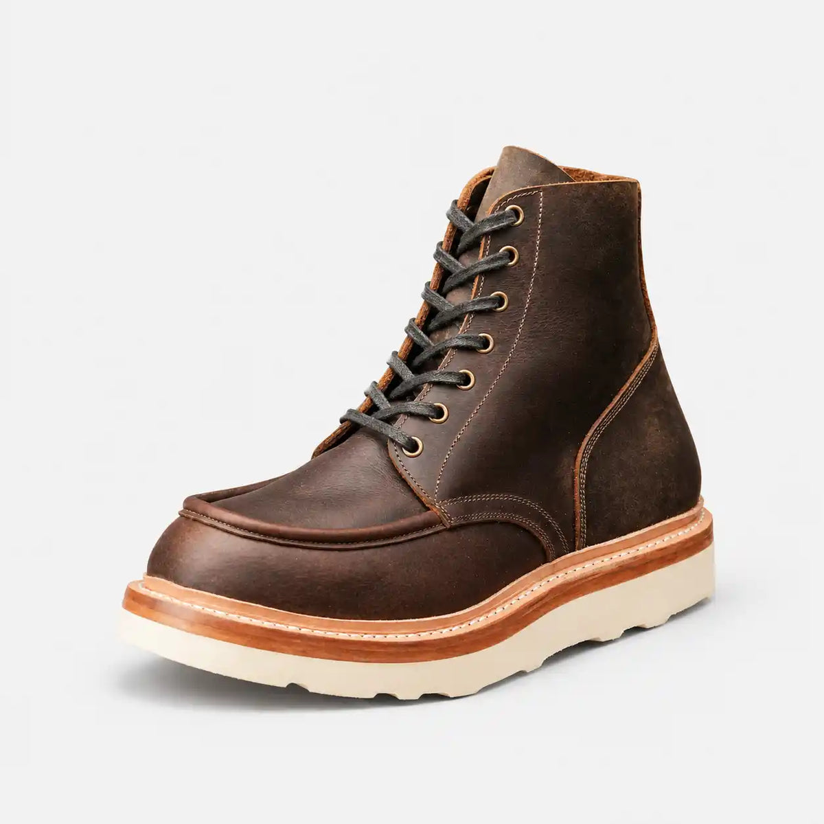 The Ashford — Hand-Lasted Moc Toe Boot - Vintage Brown