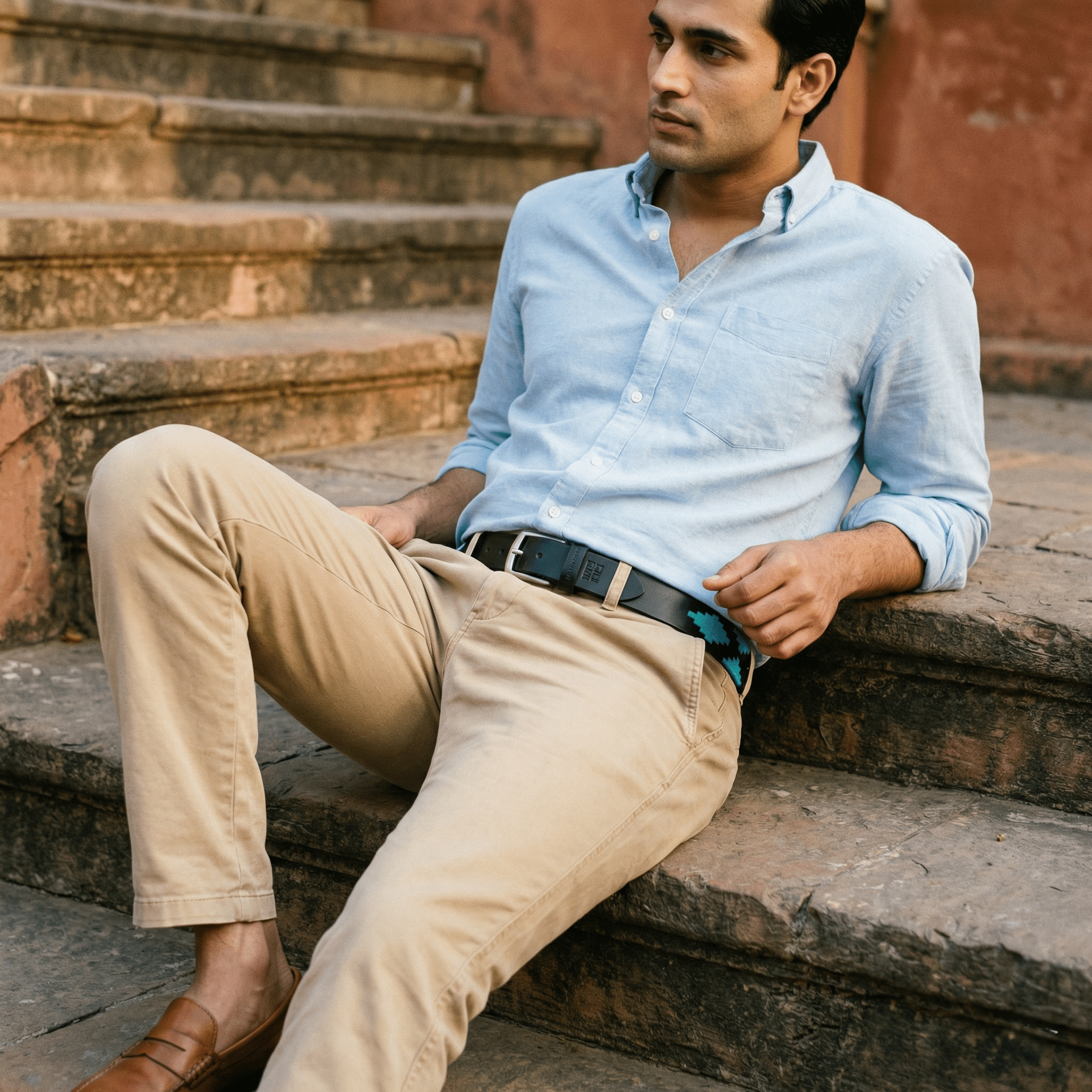 Azure Crest Handcrafted Polo Belt – Genuine Leather