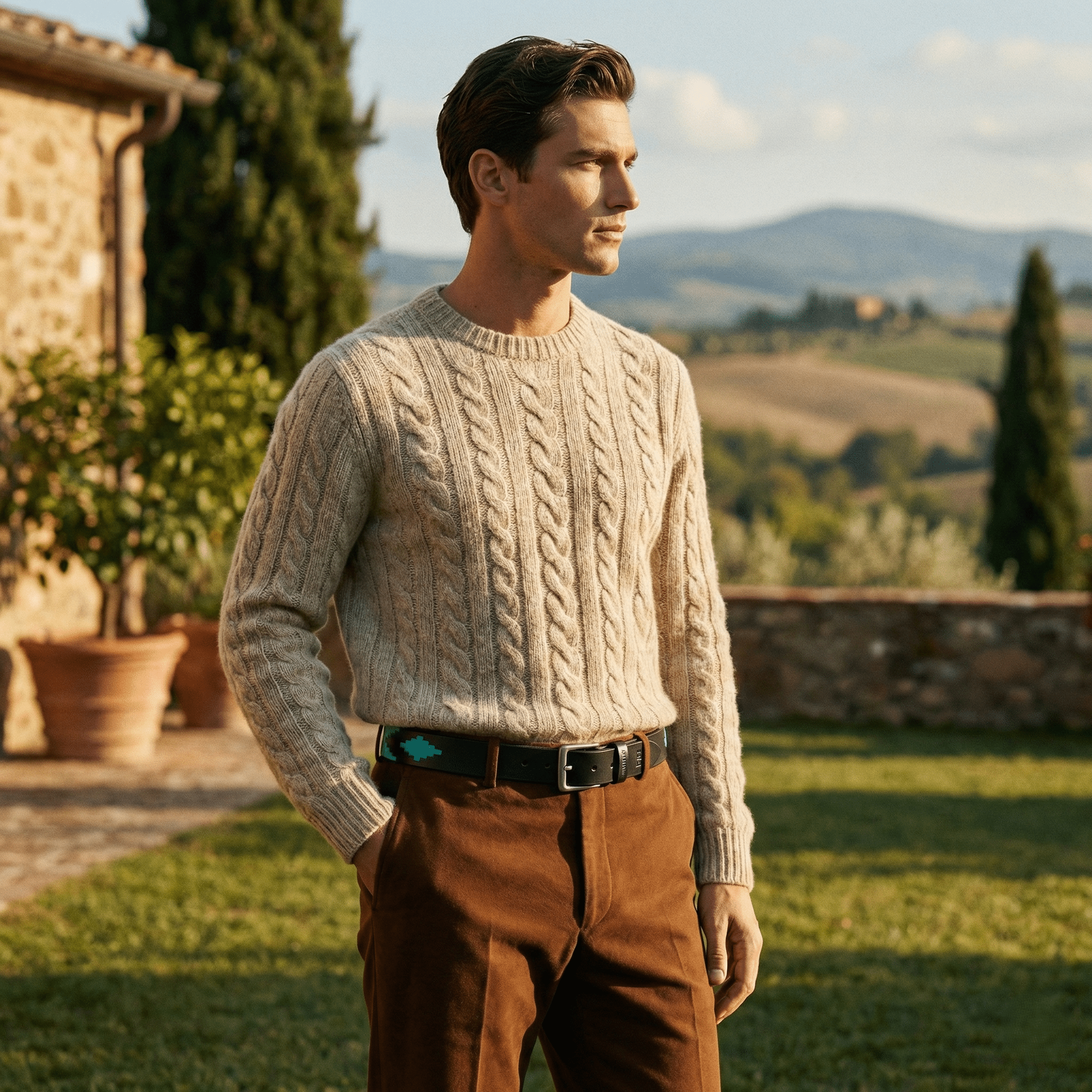 Azure Crest Handcrafted Polo Belt – Genuine Leather