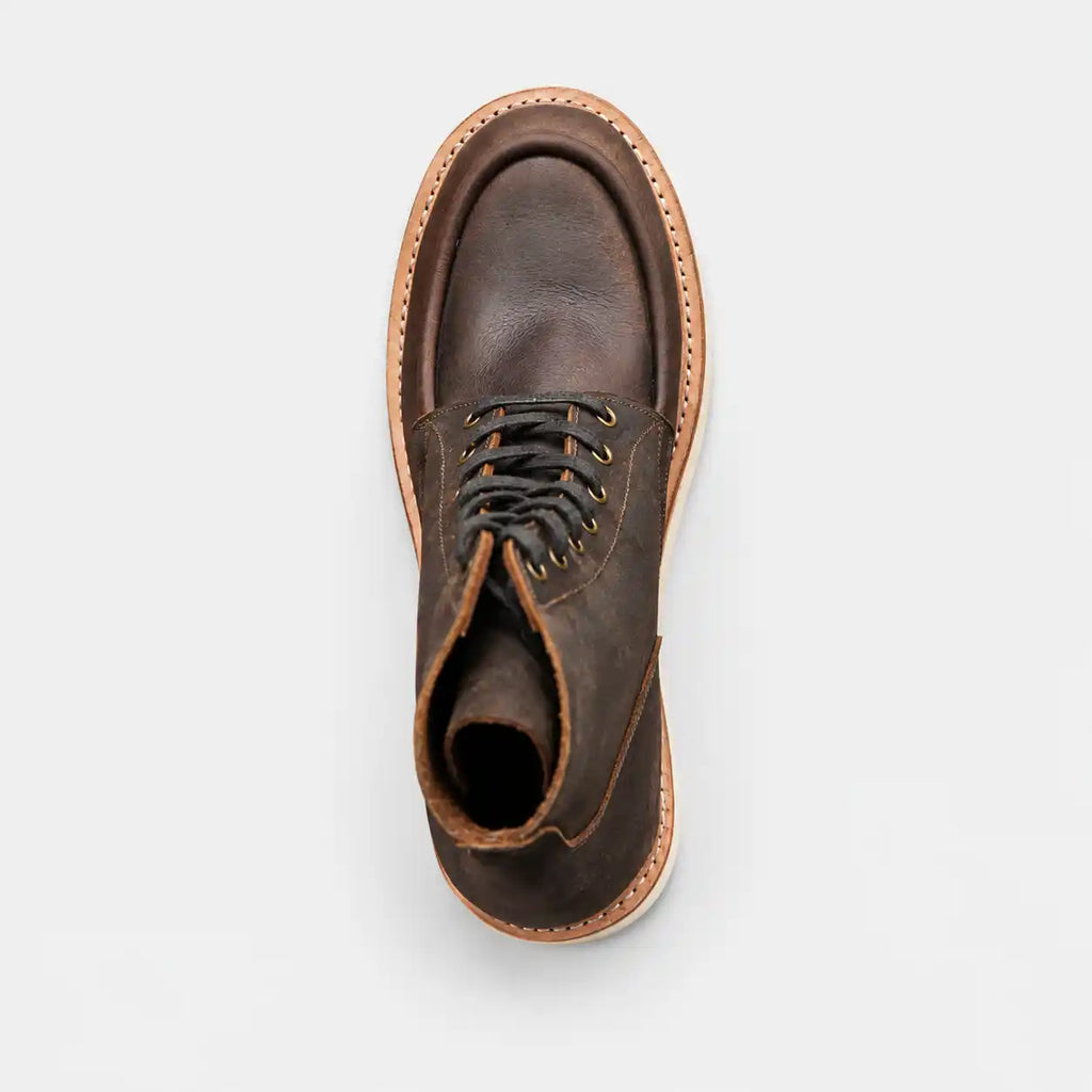 The Ashford — Hand-Lasted Moc Toe Boot - Vintage Brown