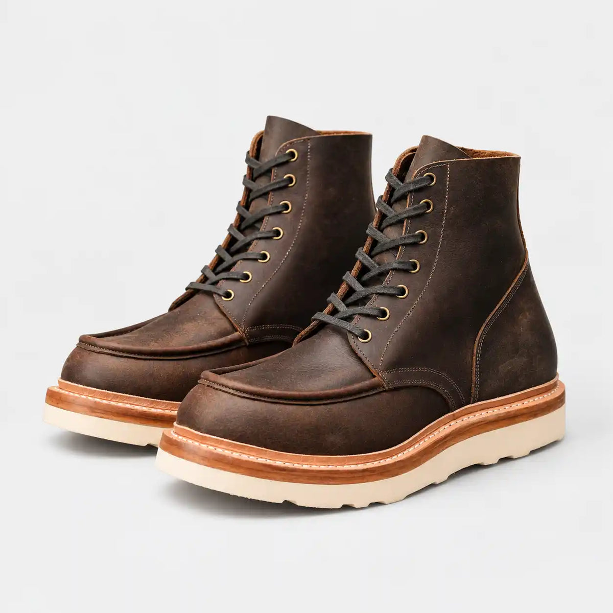 The Ashford — Hand-Lasted Moc Toe Boot - Vintage Brown