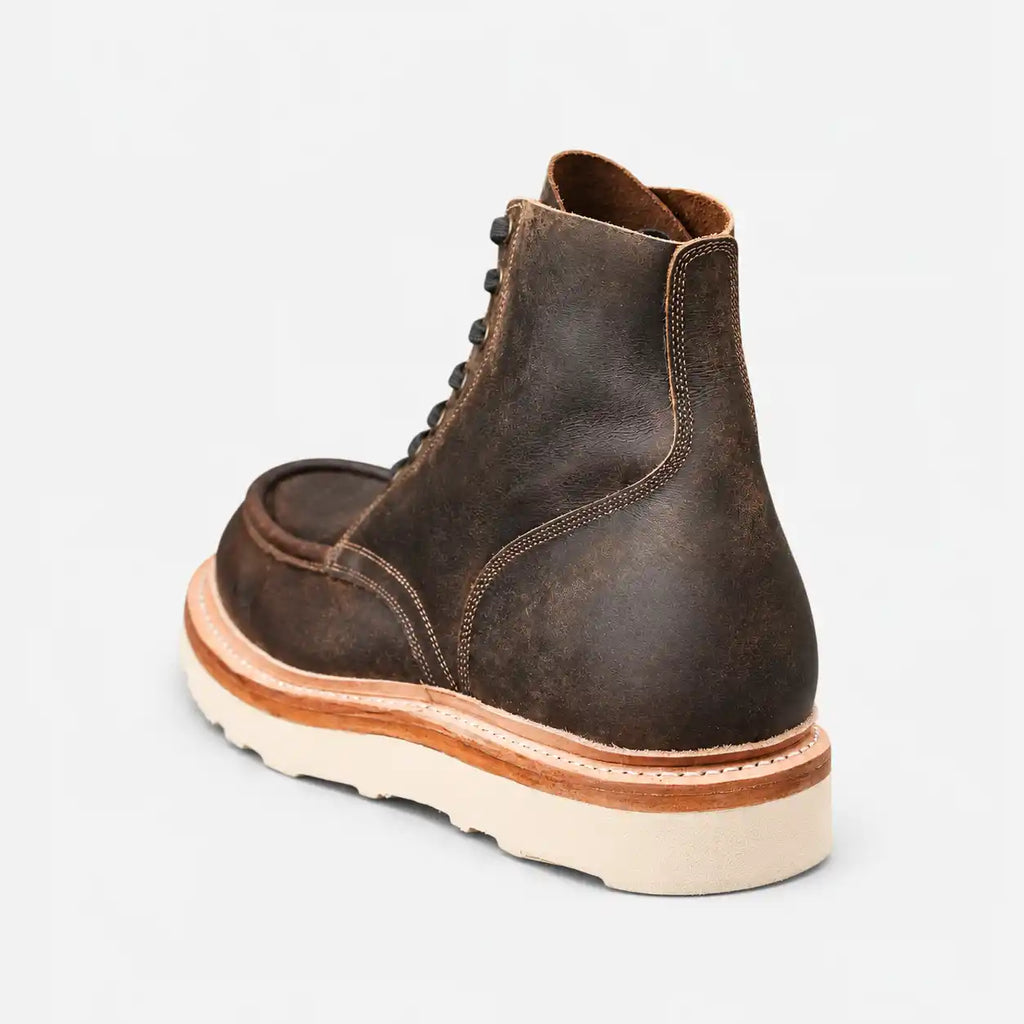 The Ashford — Hand-Lasted Moc Toe Boot - Vintage Brown