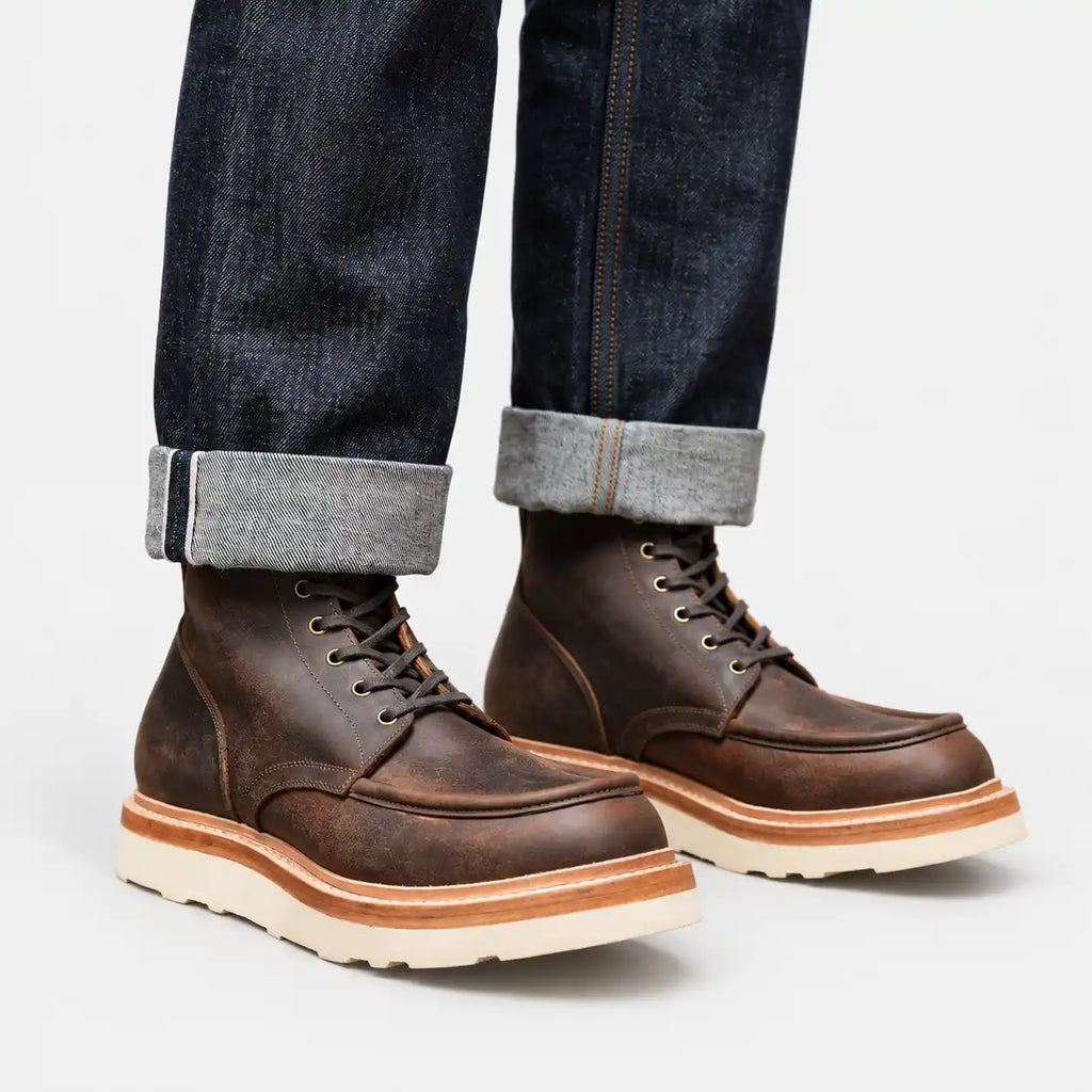 The Ashford — Hand-Lasted Moc Toe Boot - Vintage Brown