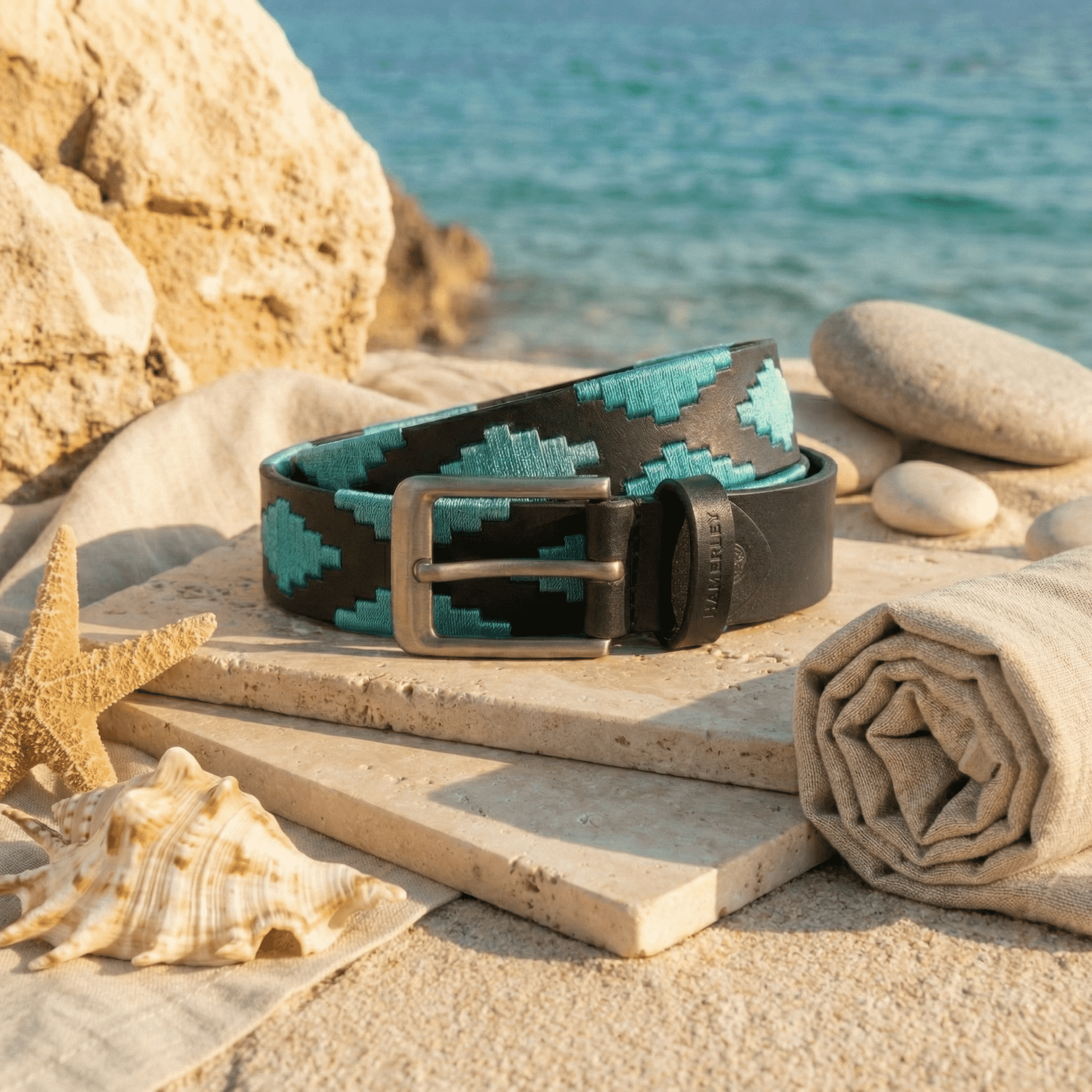 Azure Crest Handcrafted Polo Belt – Genuine Leather