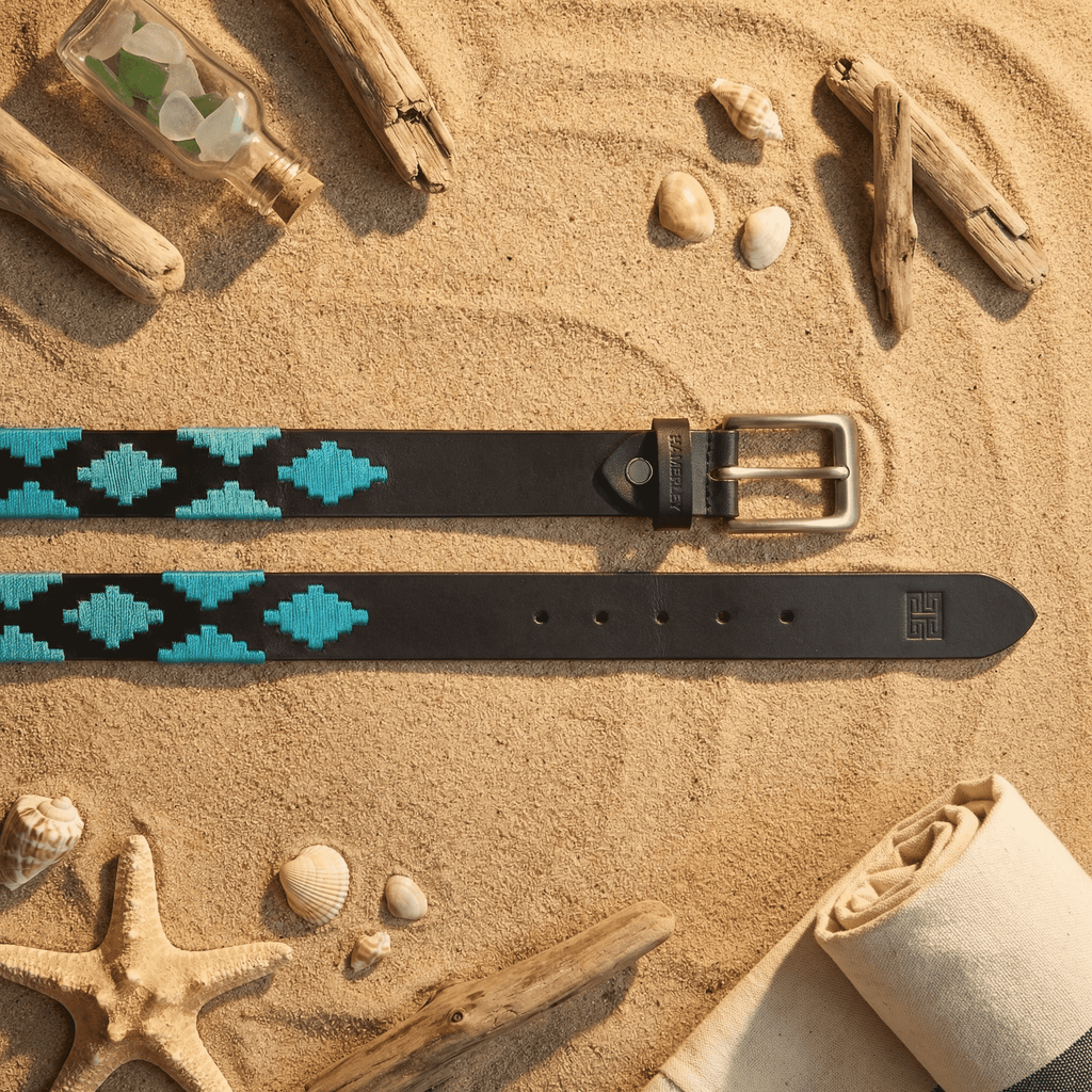 Azure Crest Handcrafted Polo Belt – Genuine Leather