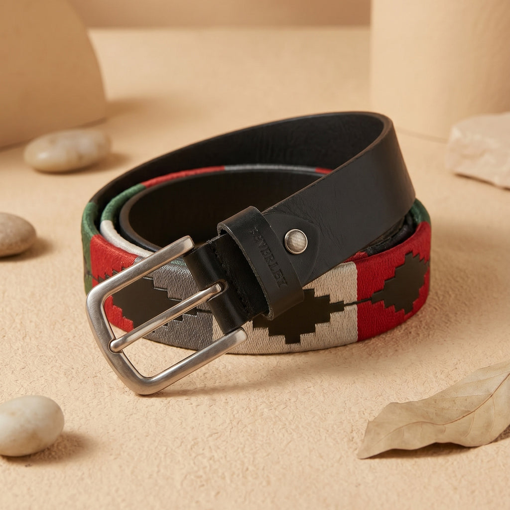 Hamerley Sovereign Field handcrafted polo belt – commanding equestrian design in genuine leather, front view