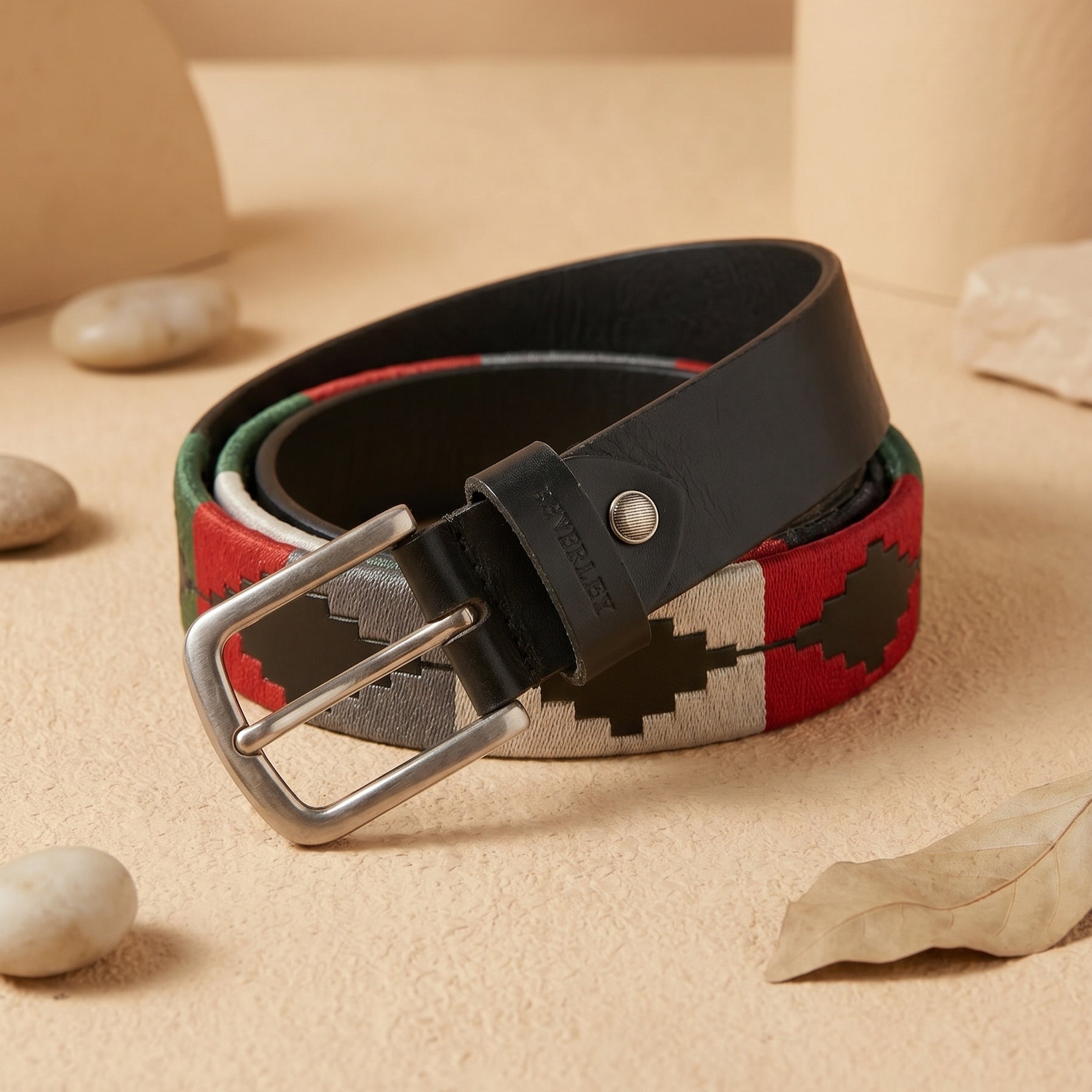 Hamerley Sovereign Field handcrafted polo belt – commanding equestrian design in genuine leather, front view