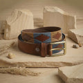 Hamerley Urban Pampa handcrafted polo belt – modern muted tones bold weave on genuine leather, front view